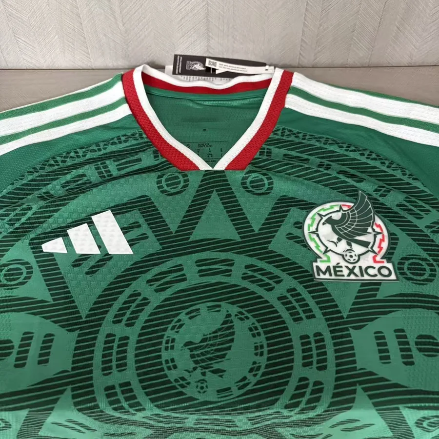 2026 Player Mexico Green Long Sleeve Soccer Jersey Home