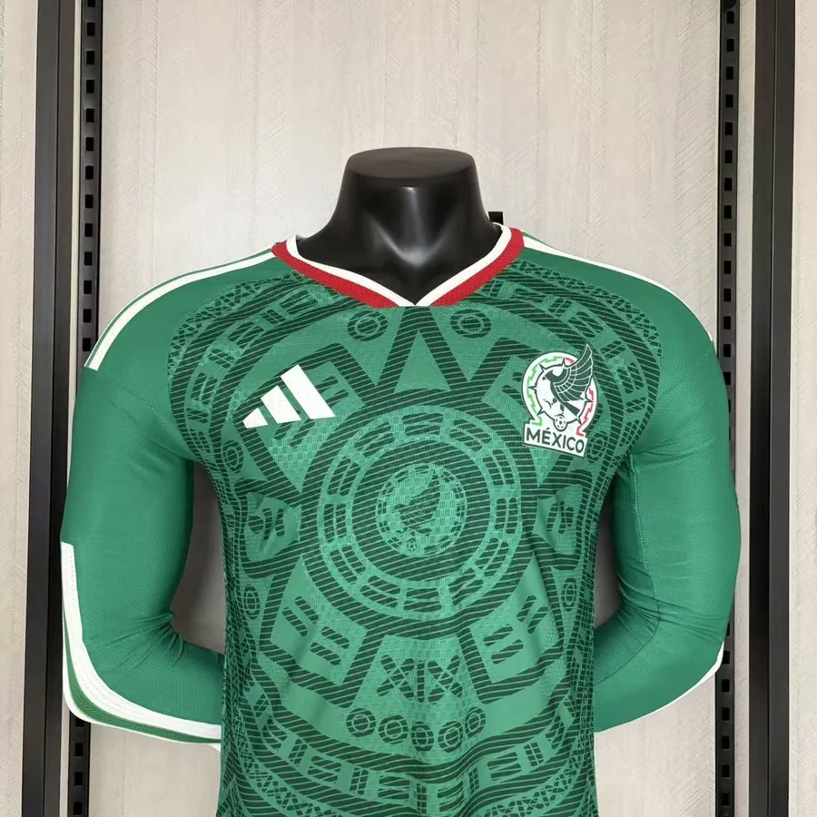 2026 Player Mexico Green Long Sleeve Soccer Jersey Home — photo 6