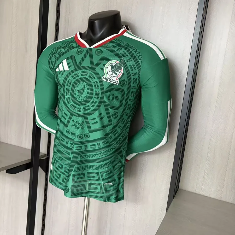 2026 Player Mexico Green Long Sleeve Soccer Jersey Home — photo 9
