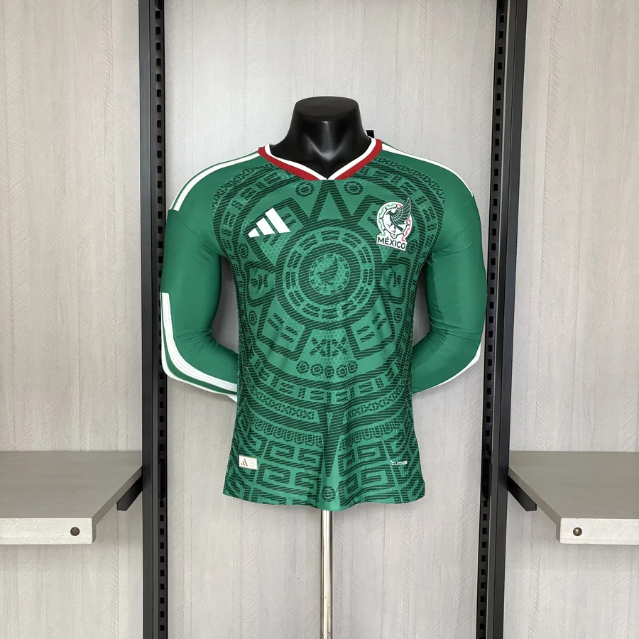 2026 Player Mexico Green Long Sleeve Soccer Jersey Home — photo 10