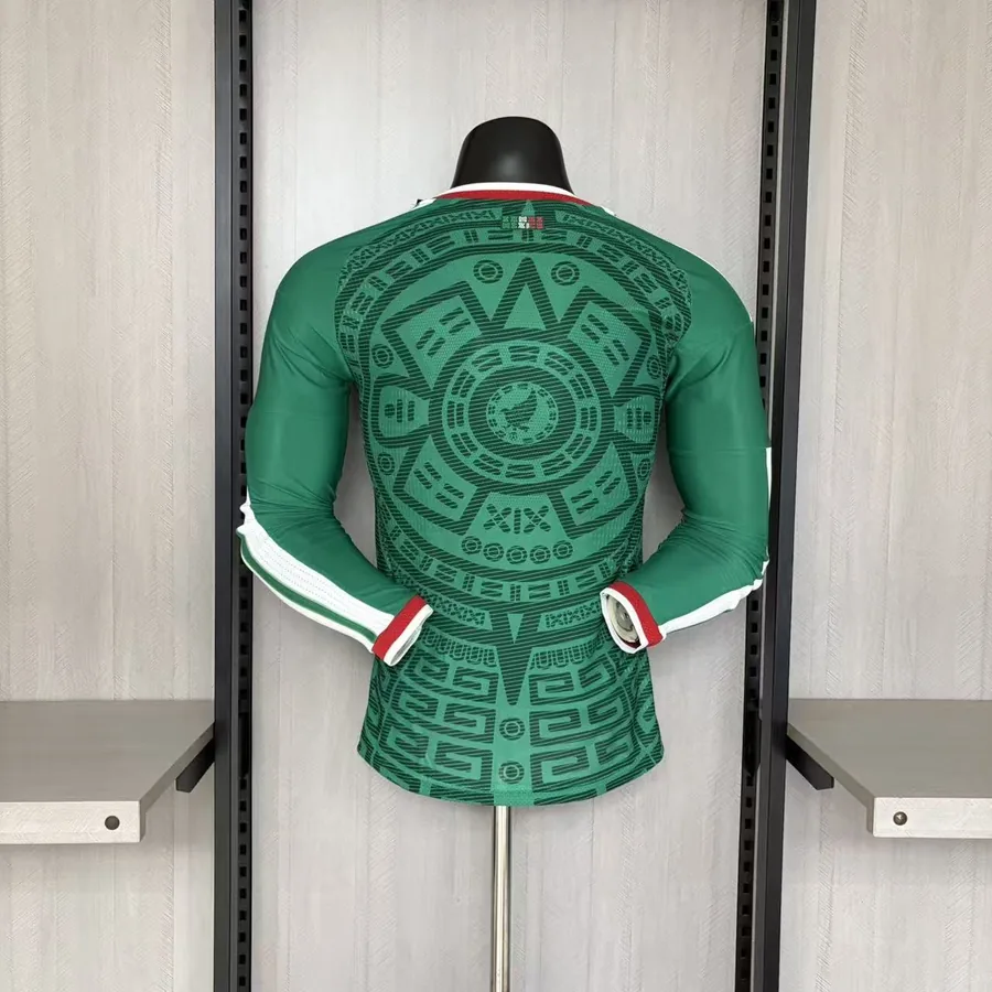 2026 Player Mexico Green Long Sleeve Soccer Jersey Home — photo 12