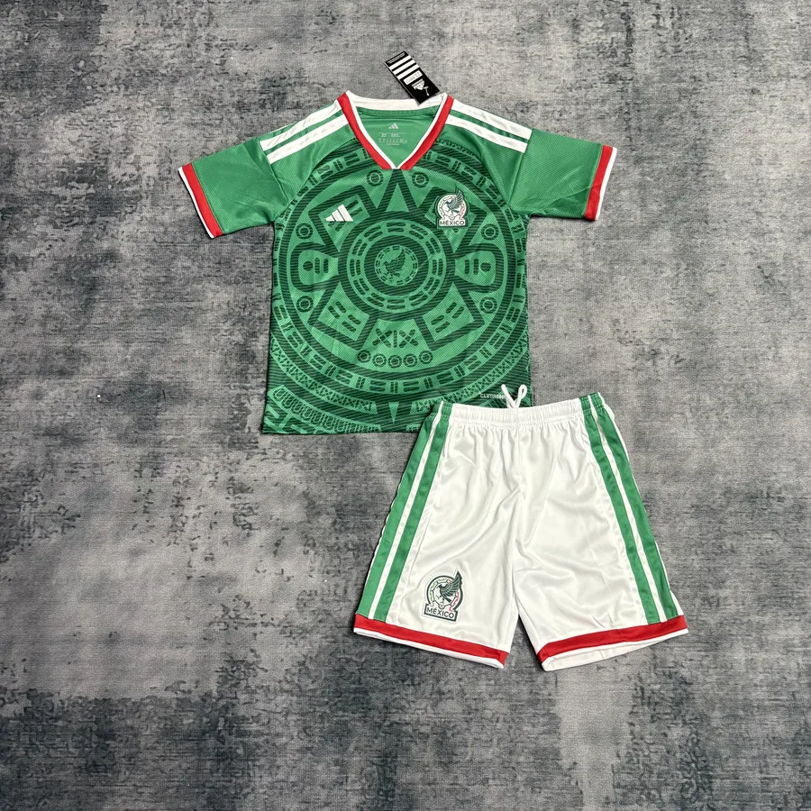 2026 Kids Mexico Green Soccer Jersey Home