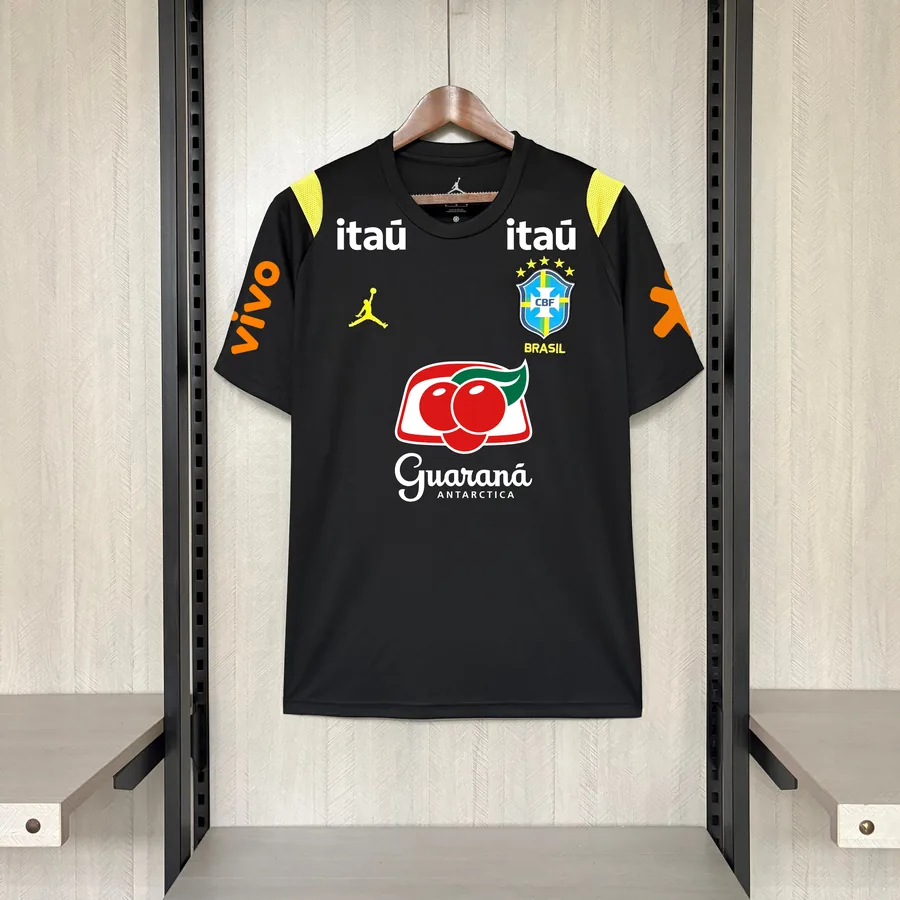 2026 Brazil Black Training Soccer Jersey All Sponsors — photo 2